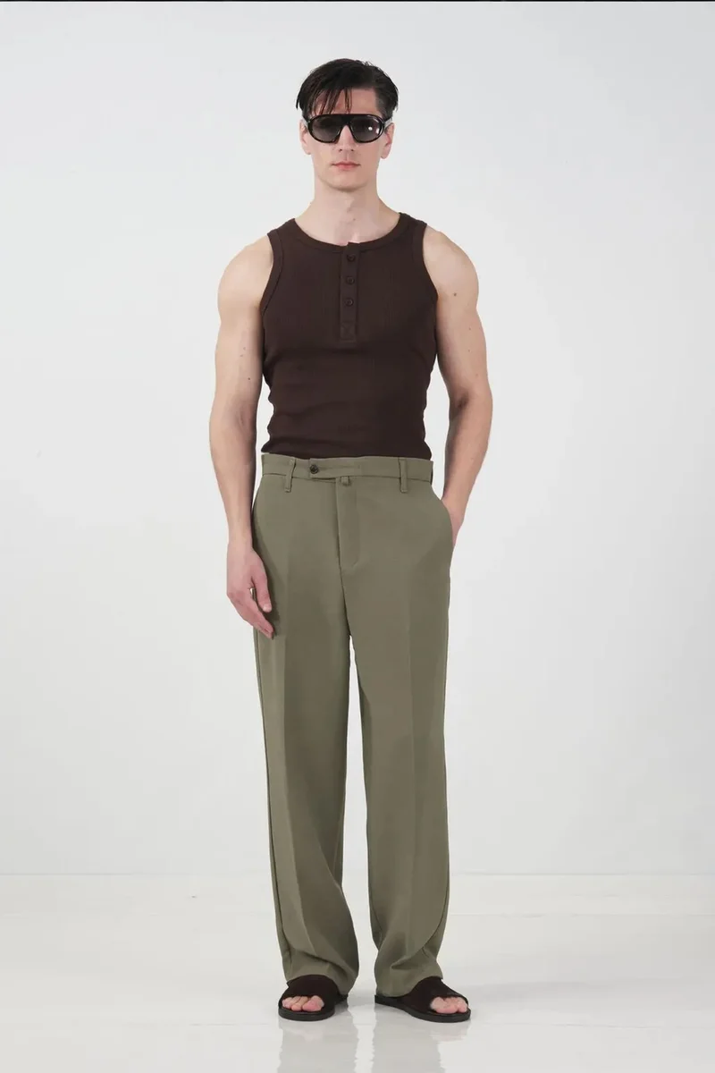 GIESTO Tailored Mid Waist Straight Leg Pants