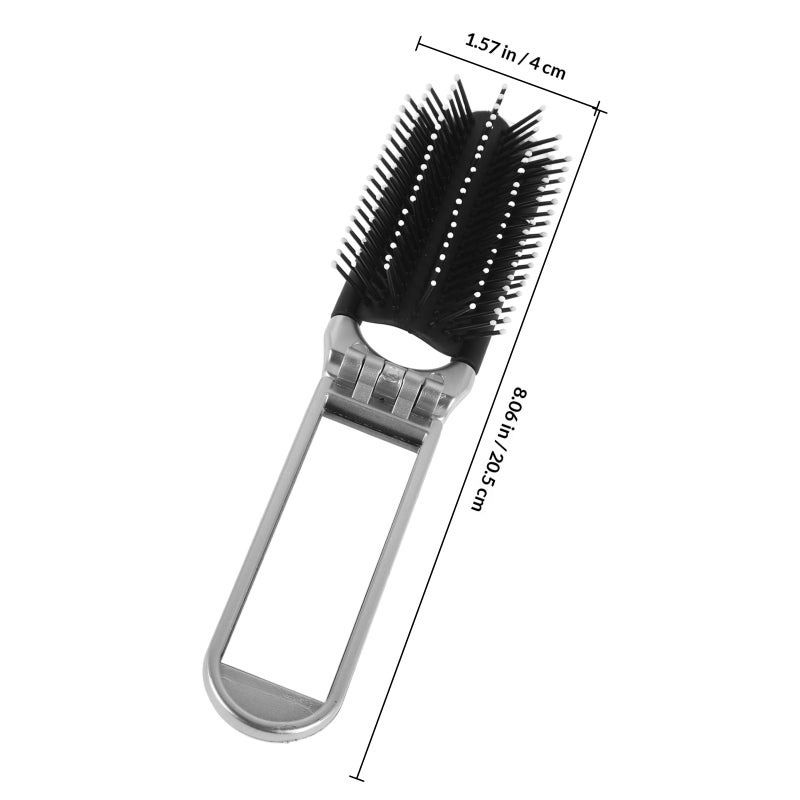 Folding Hair Brush Travel Size Detangling Brush Pocket Hair Brush with Mirror Travel Hair Brush Foldable Hair Brush Hair Comb Detangler Brush with Mirror - Image 2
