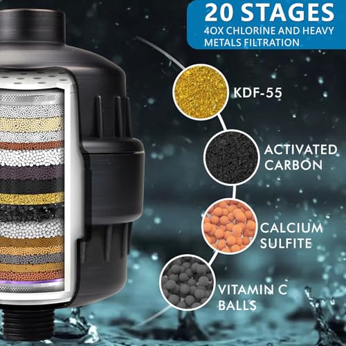 Voolan Filtered Shower Head - 20 Stage Luxury Rain Shower Filter For Hard Water for Remove Chlorine and Harmful Substances - 6" Square High Pressure Rainfall Showerhead (Oil Rubbed Bronze) - Image 3