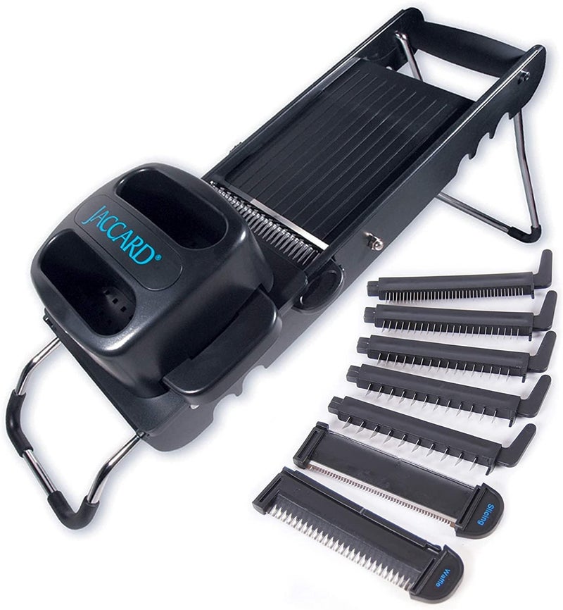 Jaccard ABS SafeHands Mandolin Slicer with Seven Interchangeable Blade Cartridges  QUITE POSSIBLY THE SAFEST MANDOLIN IN THE WORLD Black