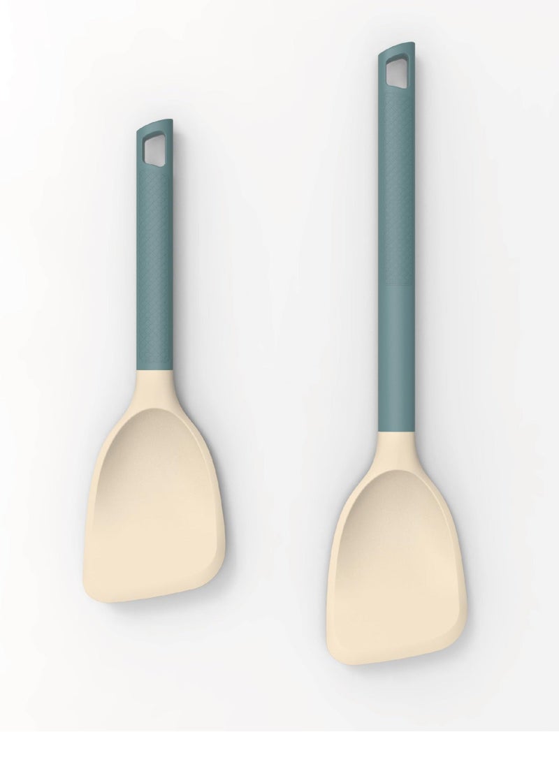 Silicone Spatula Set Non Stick with Nylon Handle Heat Resistant Kitchen Utensils Premium Materials - Durable and Practical Easy to Clean and Store Turner for Fish Steak Eggs Pancakes - Image 1