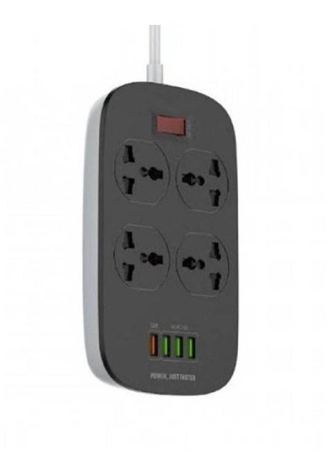 Extension Cord With 4 Socket Outlets And 4 USB 2500W 3.4A Defender Series Overload  Protection