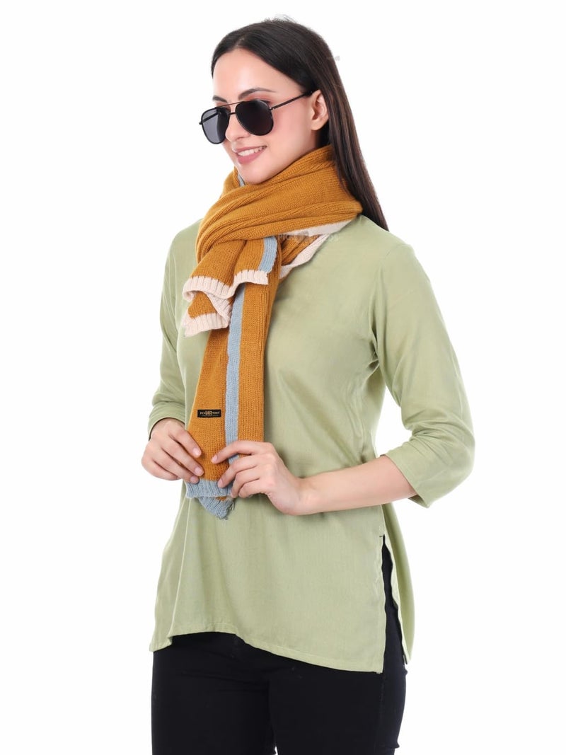 Pick Ur Needs Women's Knit Shawl Wrap with Border | Soft, Warm & Lightweight Winter Stole | Elegant Tan Bordered Scarf for Girls (Orange) - Image 1