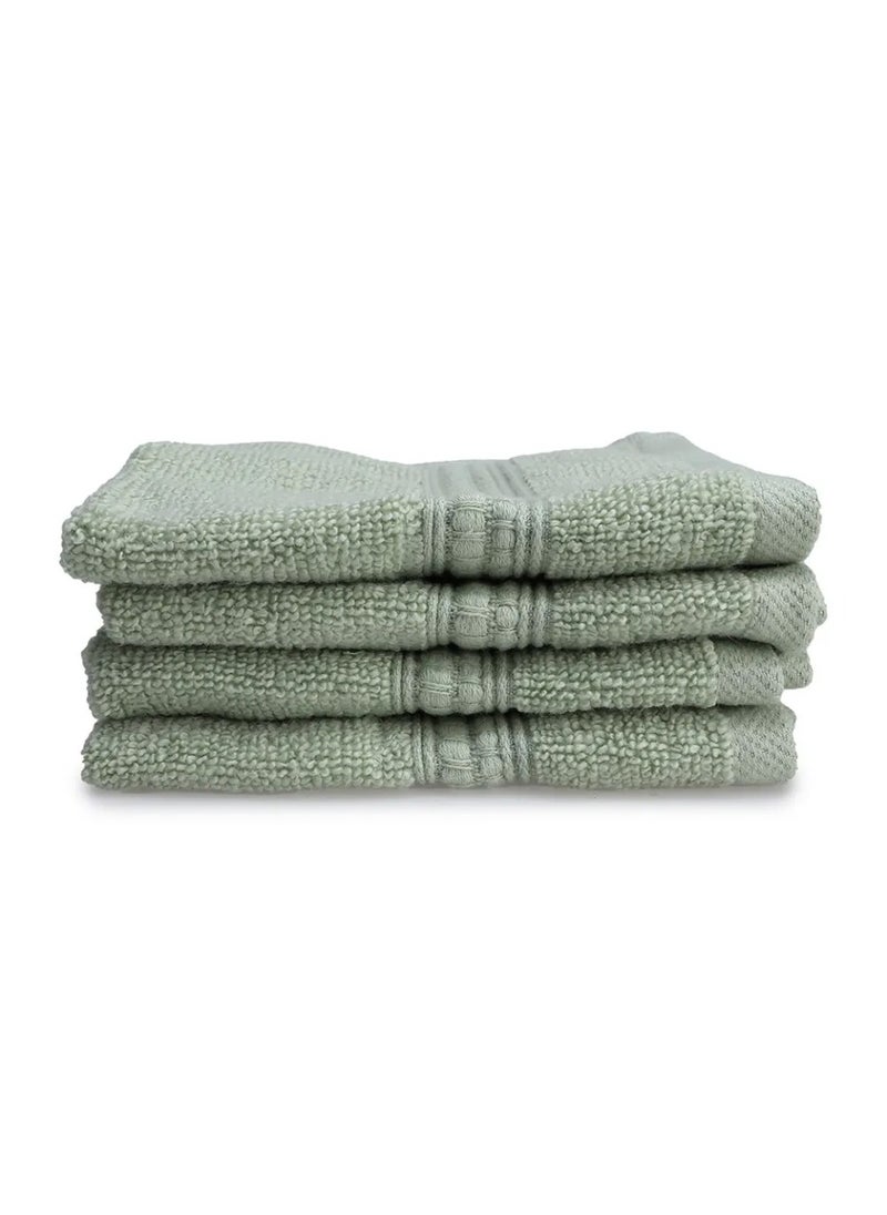 ALKARAM Al Karam Solid Zero Twist Dobby Terry Wash Towel 4-Piece Set (Light Green)  - Image 2