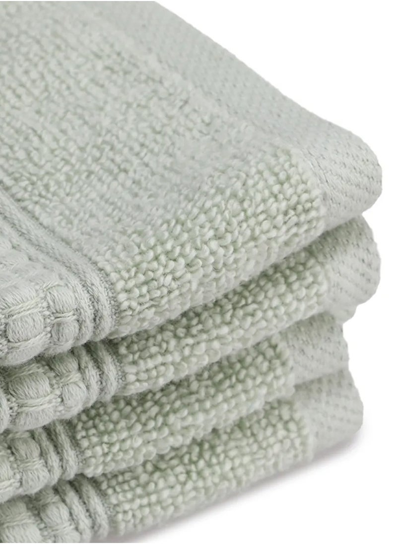 ALKARAM Al Karam Solid Zero Twist Dobby Terry Wash Towel 4-Piece Set (Light Green)  - Image 3