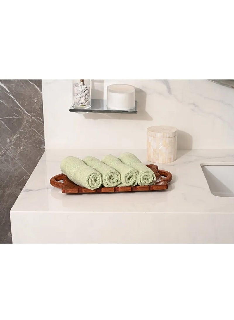 ALKARAM Al Karam Solid Zero Twist Dobby Terry Wash Towel 4-Piece Set (Light Green)  - Image 5
