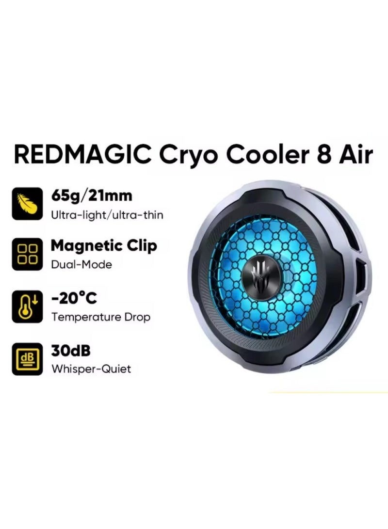 REDMAGIC Cryo Cooler 8 Air cooling fan, 18W high-power TEC cooling system, three adjustable cooling modes, ultra-lightweight design (65g), powerful cooling performance down to -20°C, ultra-quiet operation - Image 2