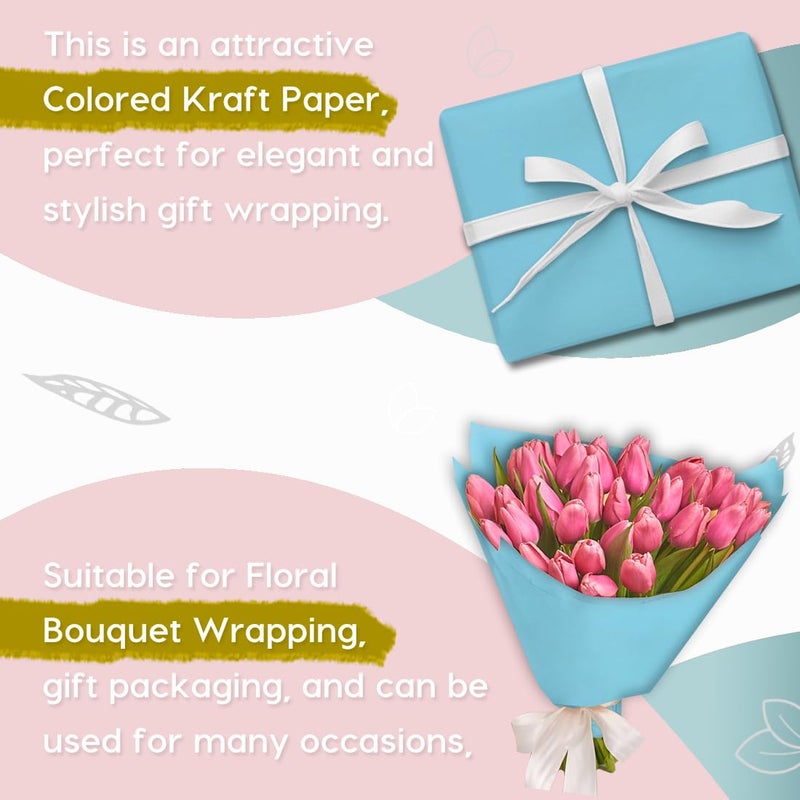PH PERKHOMY PerkHomy Light Blue Kraft Paper Roll 17.5" x 960" (80') for Gift Wrapping Bouquet Flower Art Painting Craft Writing Packaging Shipping 80GSM 55LB (Light Blue, 17.5" x 80') - Image 4