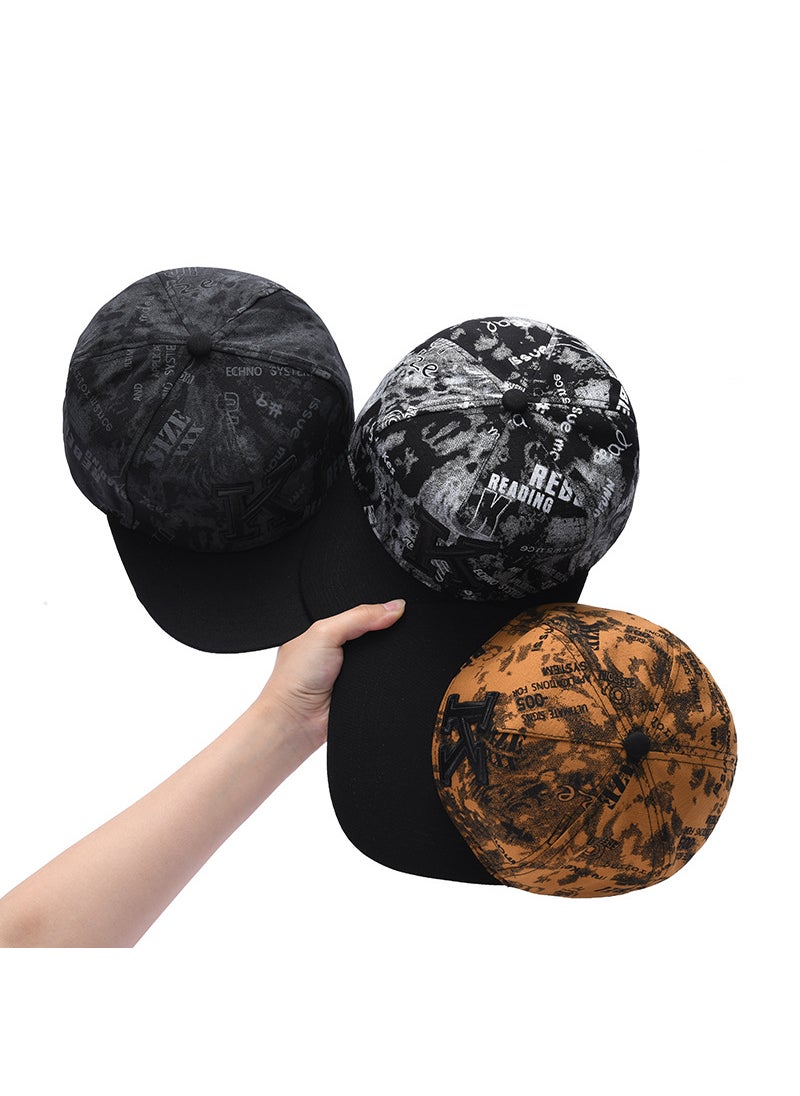 Generic - Hip hop baseball cap hat flat edge hip hop style hip hop hat Korean style peaked cap hip hop fashion personality flat brim hat Gray - Image 1