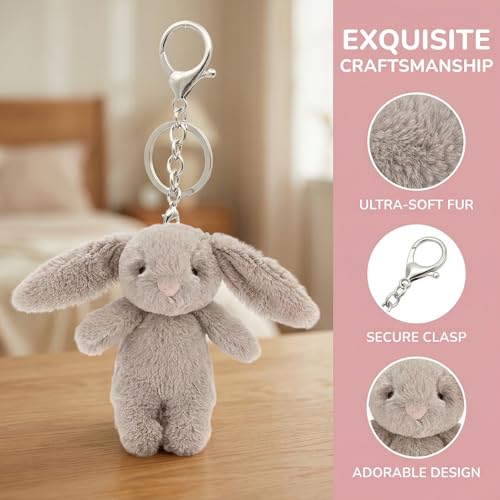 Zitokin Cute Bunny Plush Keychain, Mini Rabbit Bag Charms, 3.5" Inch Purse Charms for Handbag Backpack Pendant Gift for Women (Pink) - Image 3