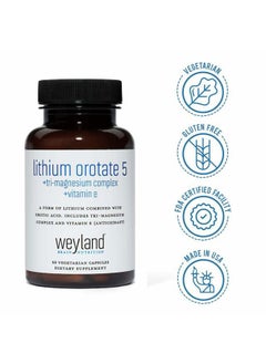 Weyland Brain Nutrition Lithium Orotate 5mg + Tri-Magnesium Threonate, Taurinate, Malate + Glycine + Vitamin E, Mood Support and Metabolism Supplement, 60 Vegetarian Capsules  - Image 5