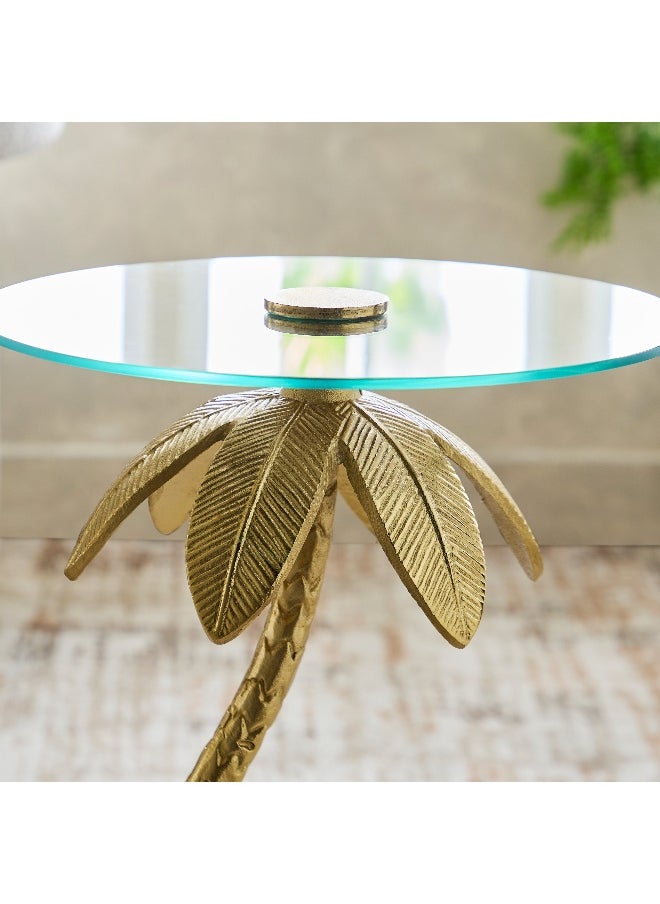 Home Box Camel Glass Top And Genuine Marble Top Side Table  - Image 3