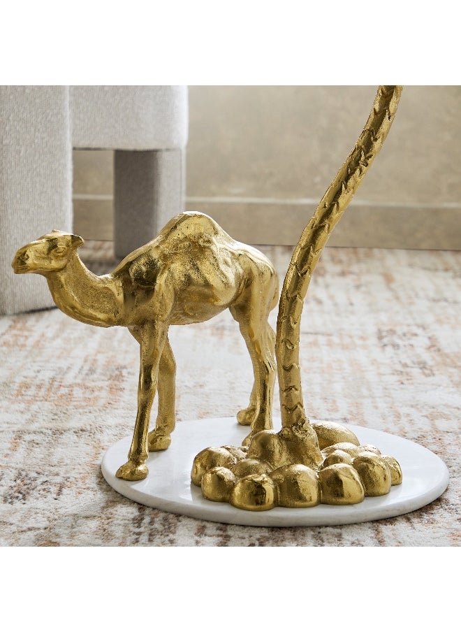 Home Box Camel Glass Top And Genuine Marble Top Side Table  - Image 4