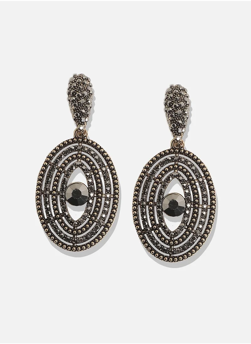 SOHI Antique Eye Lined Drop Earrings