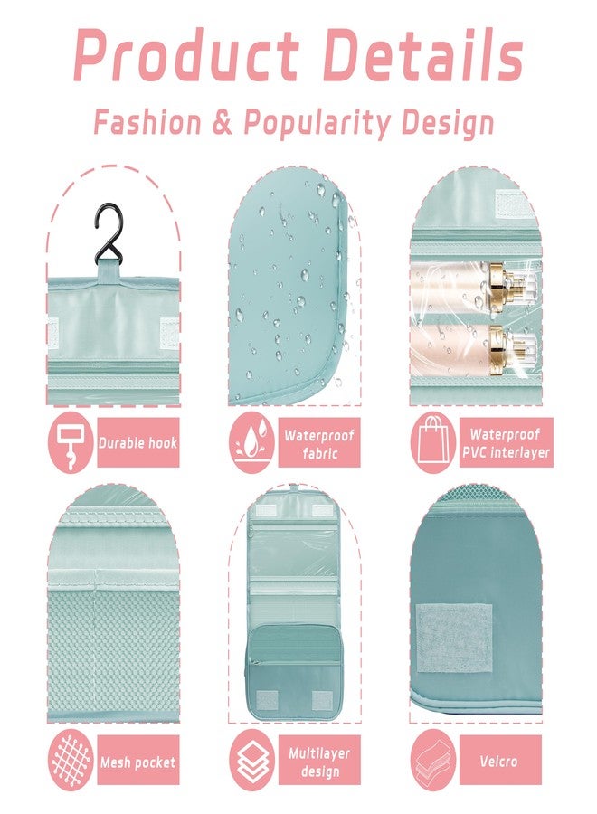 YEMEDA Toiletry Bag Travel Bag with Hanging Hook, Waterproof Capacity Hanging Multifunctional Makeup Bag for Toiletries, Portable Cosmetic Bag Travel Organizer for Women and Men, A2-Light Blue, Travel - Image 3