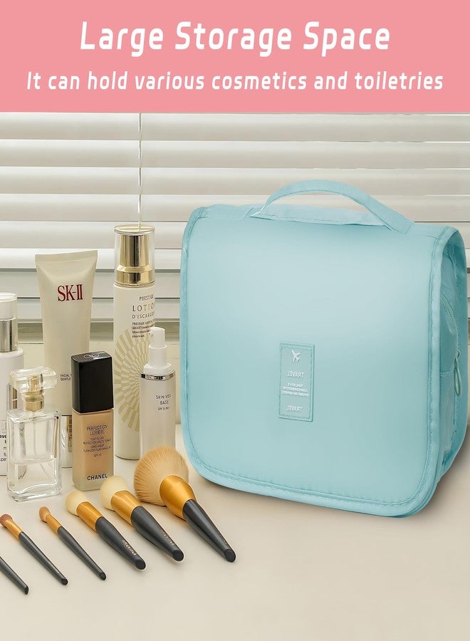 YEMEDA Toiletry Bag Travel Bag with Hanging Hook, Waterproof Capacity Hanging Multifunctional Makeup Bag for Toiletries, Portable Cosmetic Bag Travel Organizer for Women and Men, A2-Light Blue, Travel - Image 5