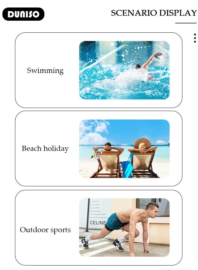 DUNISO Men's Swimming Shorts with Compression Liner Mens Swimming Trunks 2 in 1 Swim Shorts with Zipper Pockets Quick Dry Surfing Stretchy Beach Shorts - Image 3