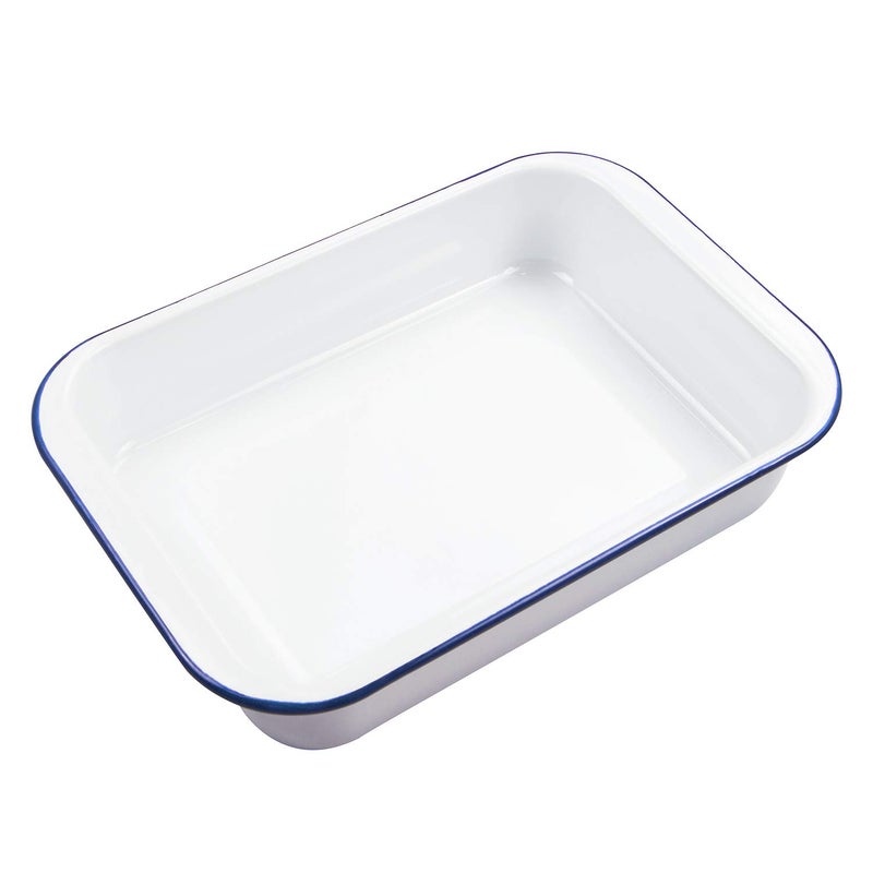 Webake Enamelware 9x13 Baking Pan with Lid Oblong Cake Pan Enameled Steel Roasting Pan Baking Dish Lasagna Pan Food Containers - Image 1