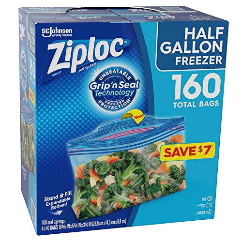 Ziploc Freezer Half gallon Freezer Grip N' Seal Technology Tabs 4 X 40 Bags Netcount 160 Bags, 160Count - Image 5