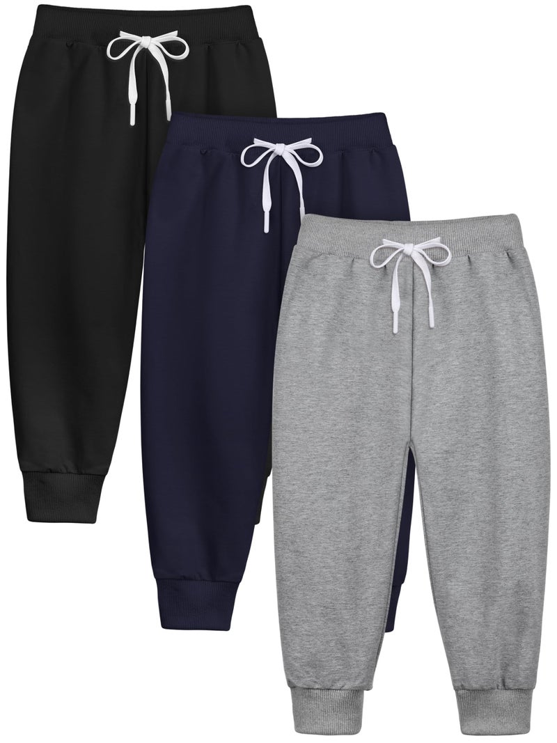 Resinta 3 Pack Toddler Girls Boys Sweatpants Kids Casual Athletic Pull-On Cotton Jogger Pants with Drawstring for Boys Girls - Image 1