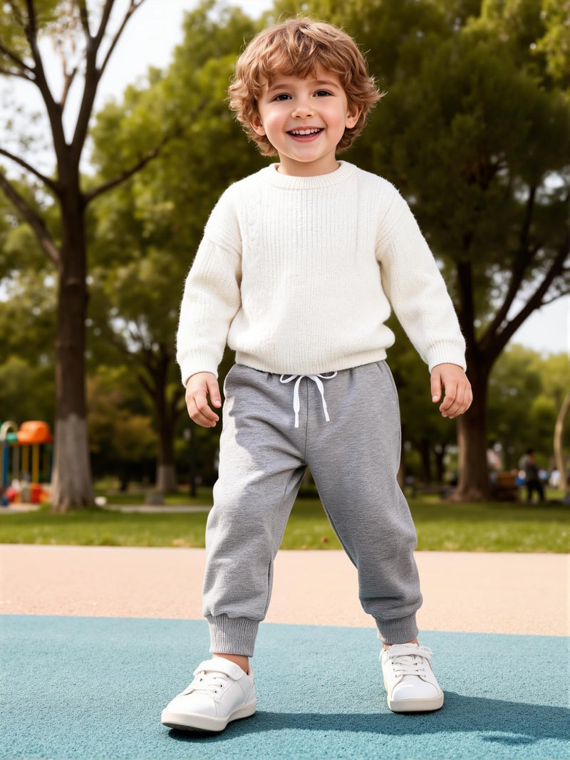 Resinta 3 Pack Toddler Girls Boys Sweatpants Kids Casual Athletic Pull-On Cotton Jogger Pants with Drawstring for Boys Girls - Image 2
