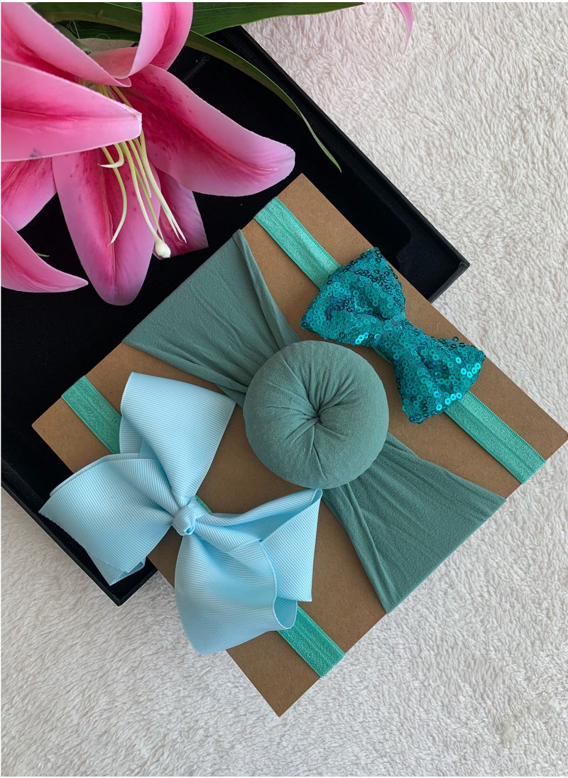 The Girl Cap The Girl Cap Elastic Baby Headband Stretchable Nylon Assorted Hairbands for Baby - Green  - Image 2