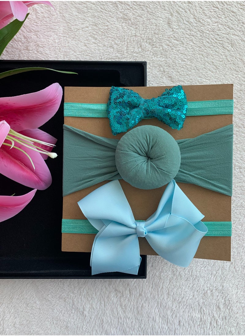The Girl Cap The Girl Cap Elastic Baby Headband Stretchable Nylon Assorted Hairbands for Baby - Green  - Image 3
