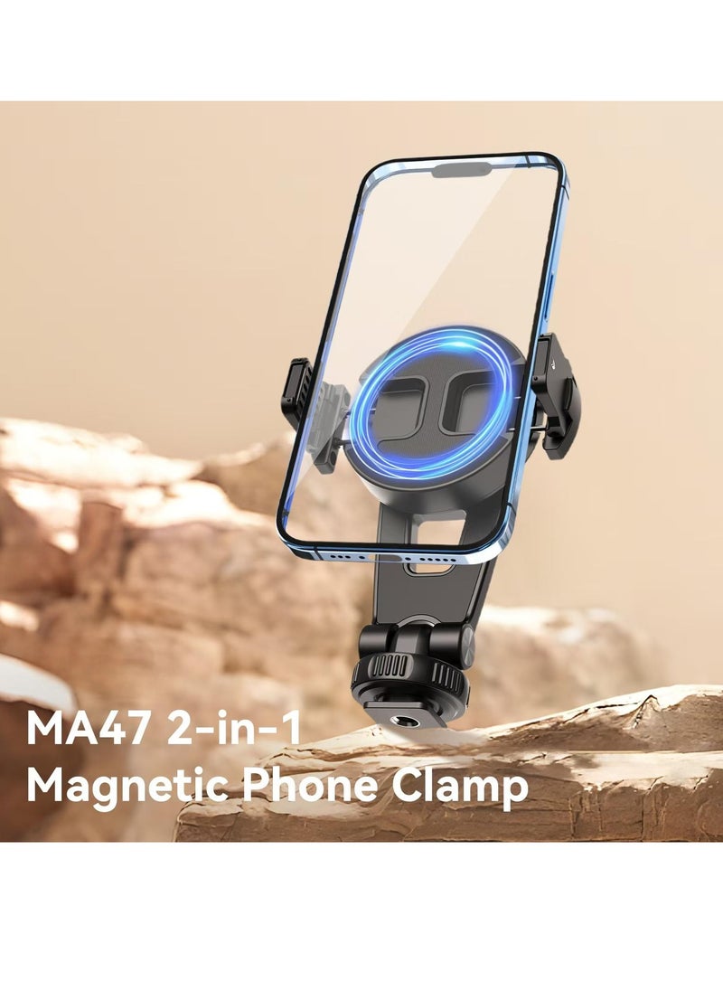 Generic - Magnetic iPhone Tripod Mount MA47, Magnet Phone Holder Adapter Tripod Clamp Compatible with MagSafe for iPhone 12 13 14 15 Plus Pro Max All Series and More - Image 1