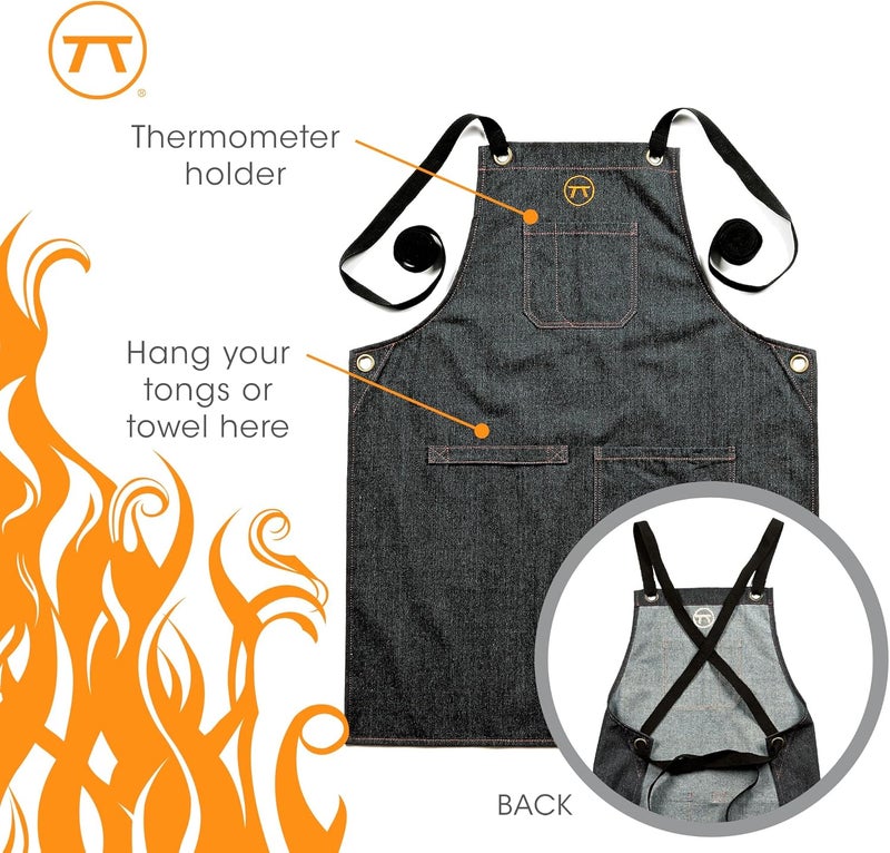 Outset Grill and Kitchen Apron, Black Demin, 27" x 30" - Image 4