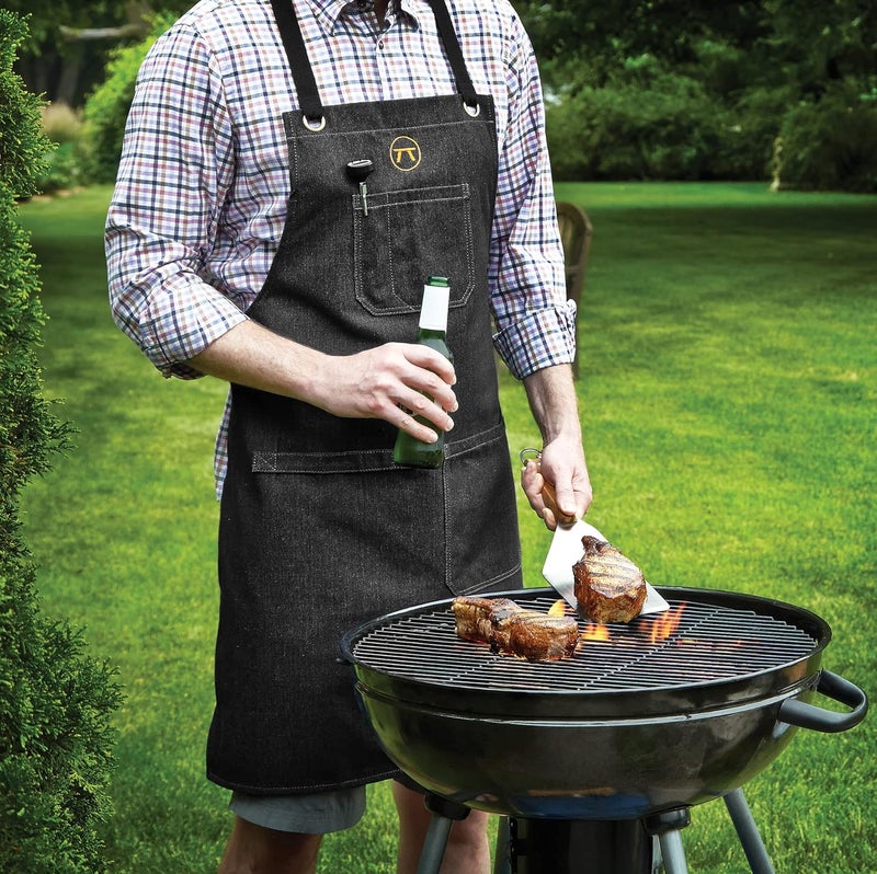 Outset Grill and Kitchen Apron, Black Demin, 27" x 30" - Image 2