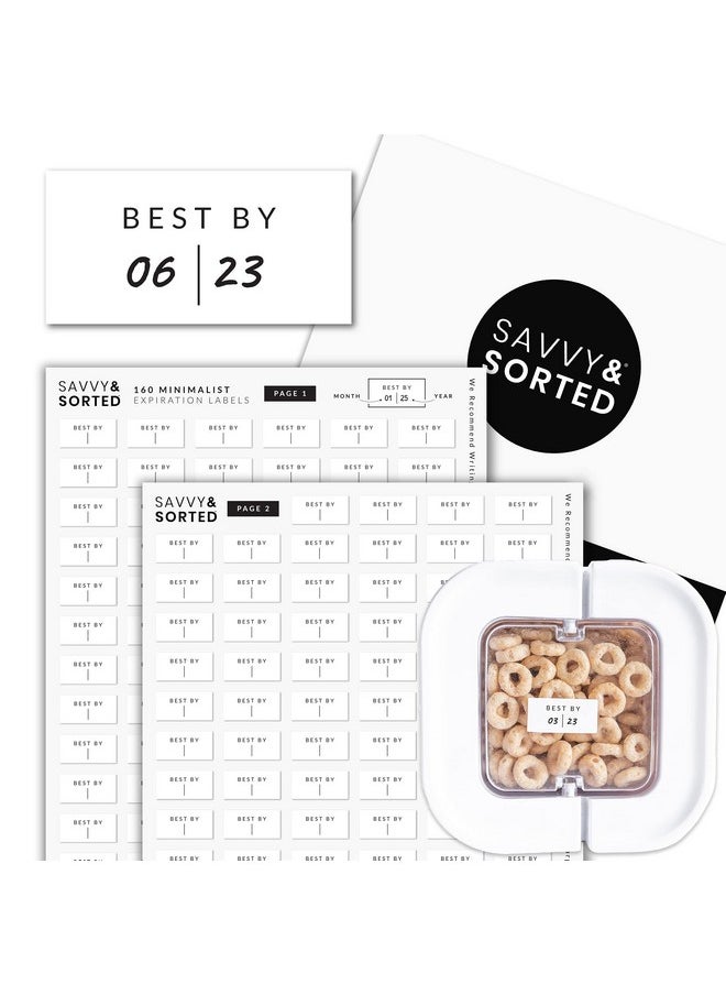 Savvy & Sorted Expiration Date Pantry Labels, 160 Waterproof Food Expiration Date Labels For Containers, Kitchen Labels For Food Freshness, Use By Meal Prep Labels, Best By Write On Labels  - Image 5
