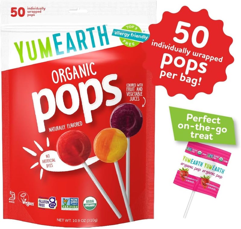 YumEarth Organic Lollipop, Assorted Flavors, 50 Lollipops - Image 2