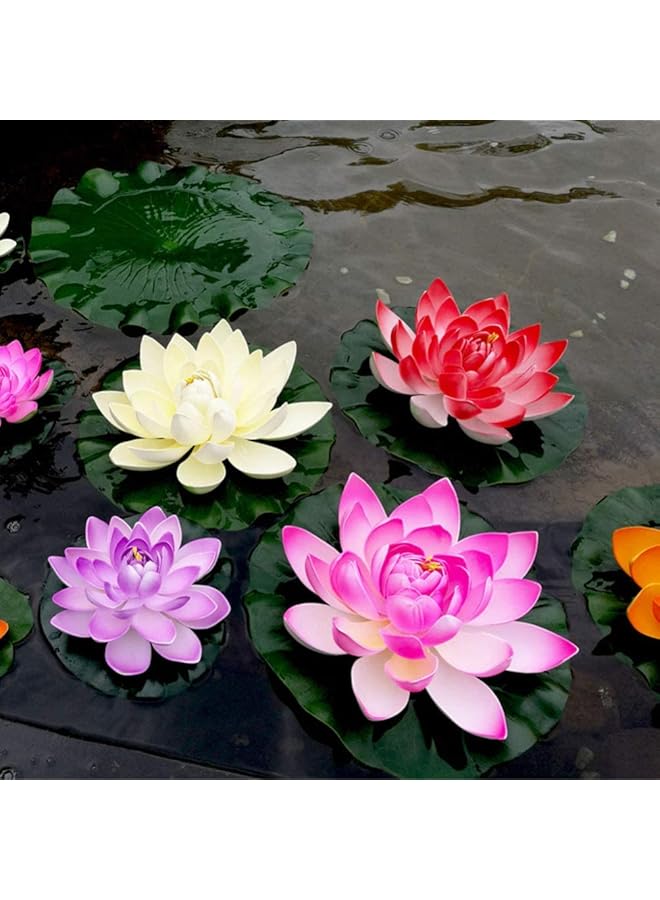 erorex Artificial Lotus Flowers Floating Lifelike Pond Decor Water Lily For Home Garden Pond Decoration 5 Pcs  - Image 2