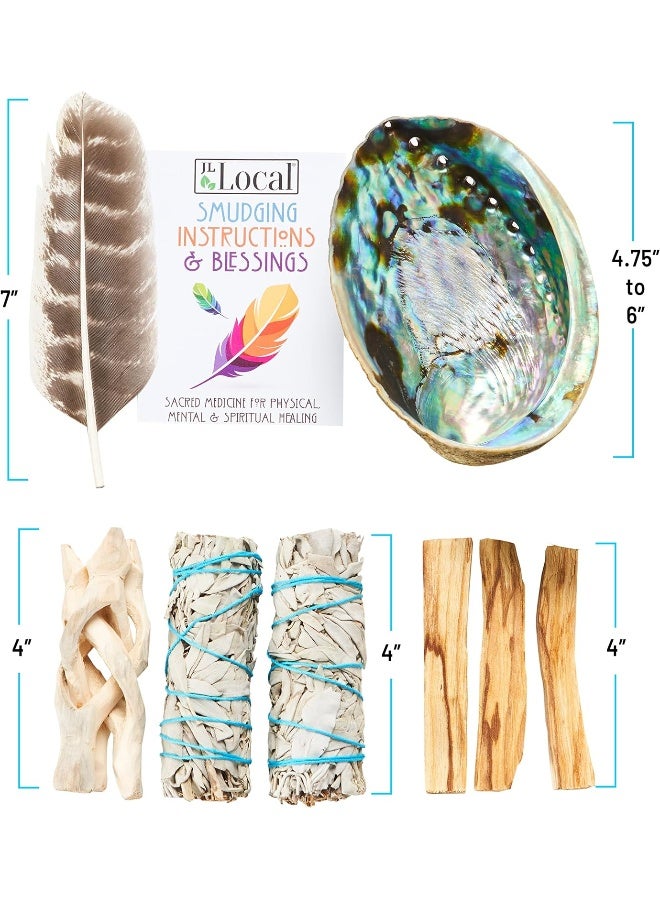 JL Local Smudge Kit  White Sage Palo Santo Abalone Shell Smudging Feather for Healing Purifying Meditating  Incense Essentials Plus - Image 3