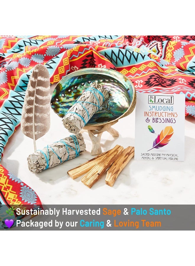 JL Local Smudge Kit  White Sage Palo Santo Abalone Shell Smudging Feather for Healing Purifying Meditating  Incense Essentials Plus - Image 4