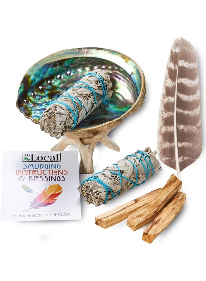 JL Local Smudge Kit  White Sage Palo Santo Abalone Shell Smudging Feather for Healing Purifying Meditating  Incense Essentials Plus - Image 5