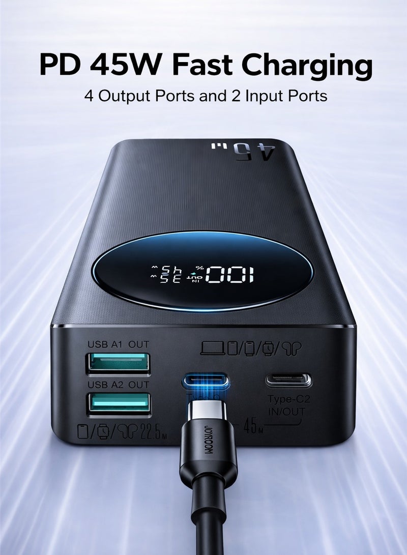 جوي روم JR-PBF02 برو 20000mAh بنك طاقة، شحن سريع 45W PD، شاشة رقمية كبيرة، 4 مخرج، 2 USB-C + 2 USB-A، شاحن محمول معتمد للطيران - - Image 2
