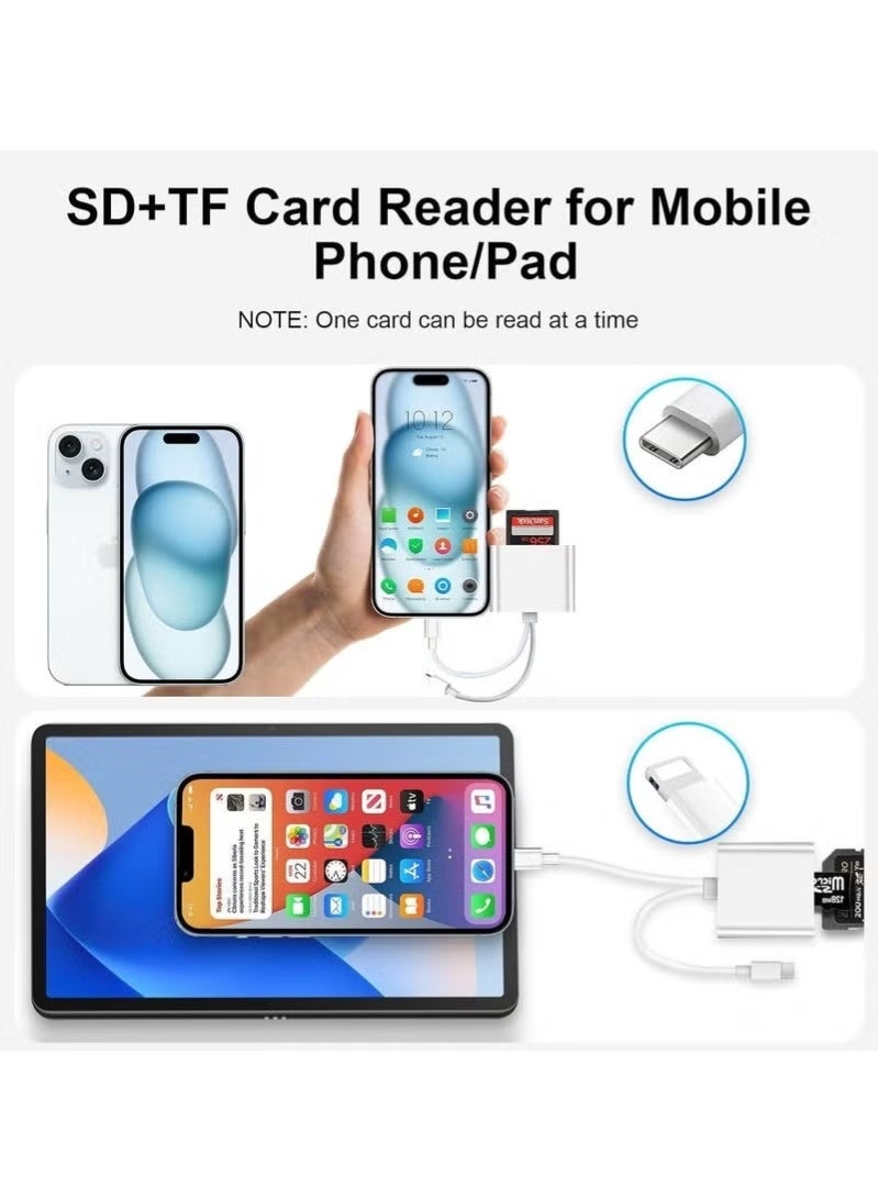 SD card reader for iPhone, iPad, and camera, with two card slots, supports SD and TF cards. - Image 3