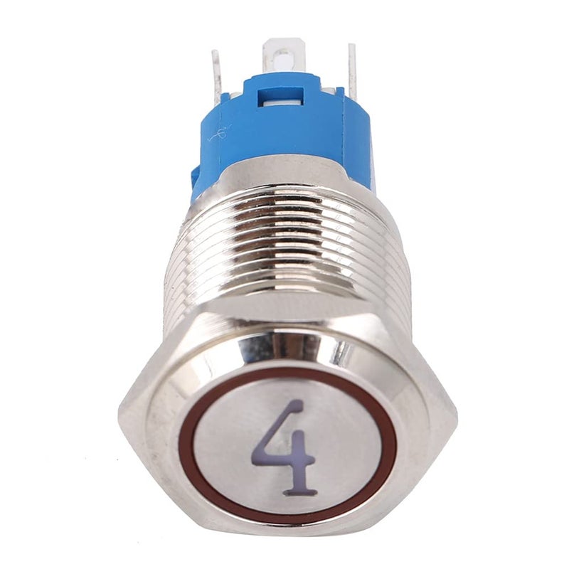 Red Metal Push Button Switch 16mm Flat Head 5 Pin Self Reset With Light IP65 Waterproof Stainless Steel For Control Panels 3 6VDC - Image 3