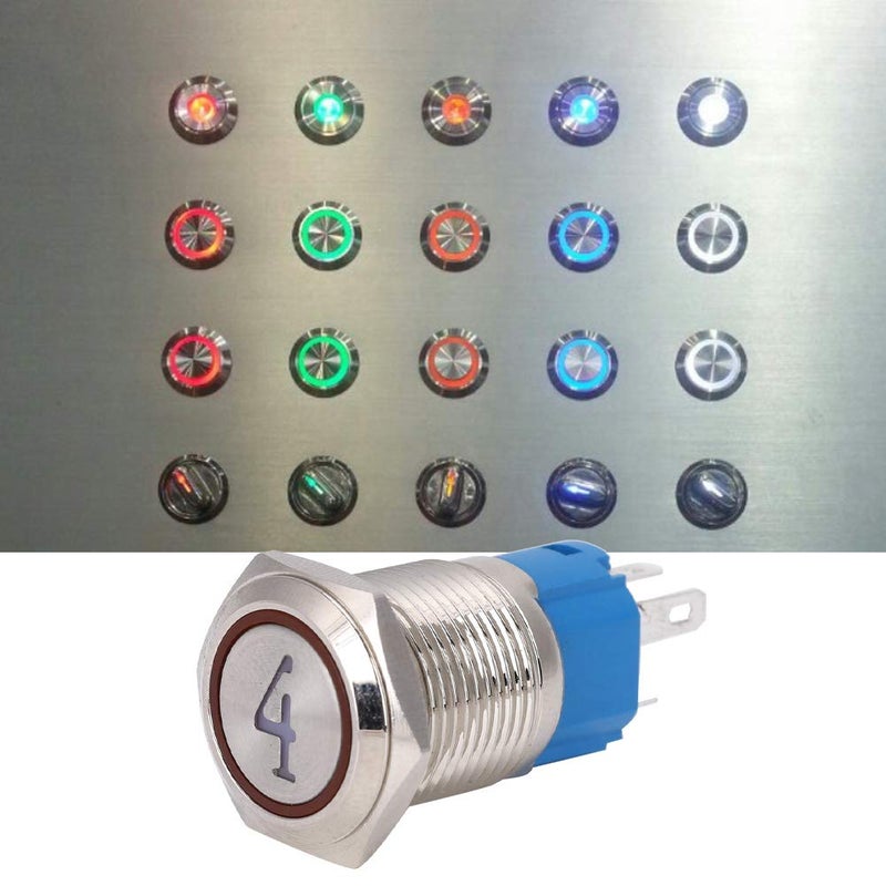Red Metal Push Button Switch 16mm Flat Head 5 Pin Self Reset With Light IP65 Waterproof Stainless Steel For Control Panels 3 6VDC - Image 5
