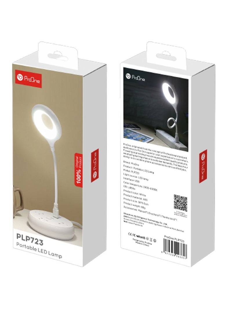 ProOne - PLP723 Portable LED Lamp, esk Lamp Reading Lamp with Touch Control, Work from Home Essentials, Foldable Table Lamp with USB Plug, Eye Caring Reading Light for Office, Dormitory - Image 1