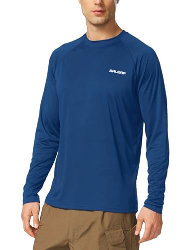 baleaf Men's Long Sleeve Swim Shirts Rash Guard UV Sun Protection SPF T-Shirts UPF 50+ Quick Dry Swimming Fishing Ocean Blue Size XL - Image 1