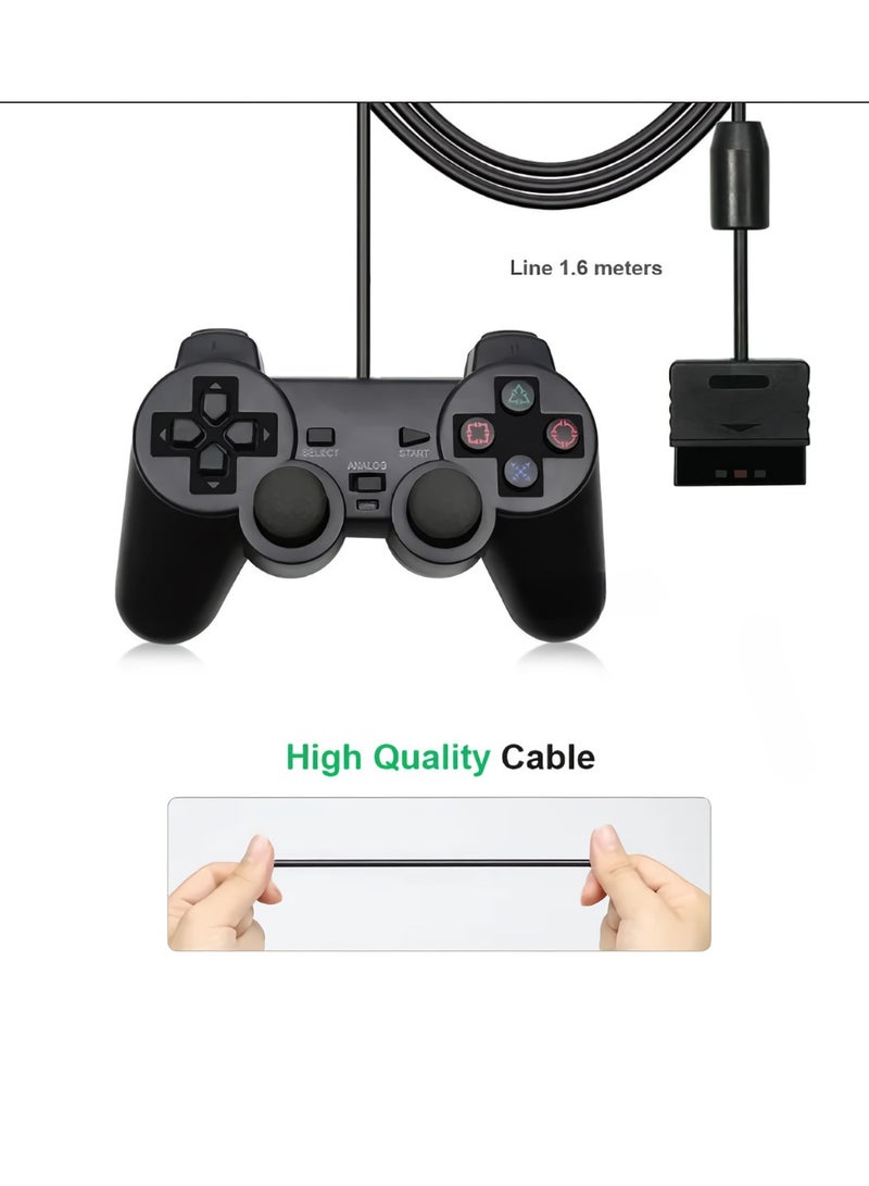 Wired Controller, Ergonomics Design Vibration Joystick, Ultra Accurate Gamepad Controller With High Quality 1.6m Cable, Durable Plug And Play Joypad For PS2, PS1 Console, (Transparent Purple) - Image 3