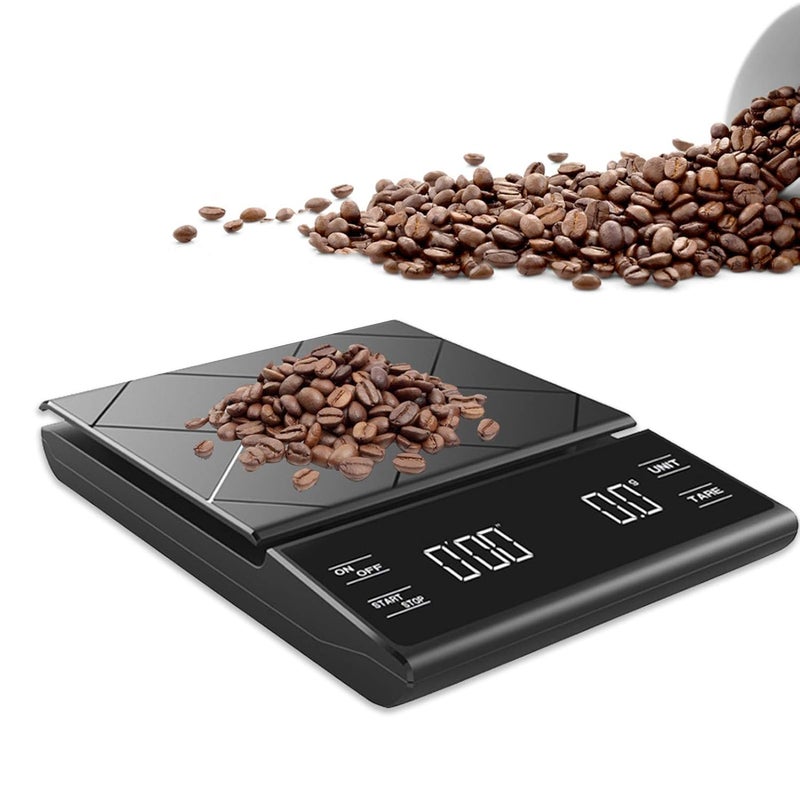 Eacam Digital Kitchen Scale, Coffee Scale with Timer LED Display Tare Function 3000g/ 0.1g Portable Electronic Scale Grams and Oz for Pour Over Cooking Baking - Image 1