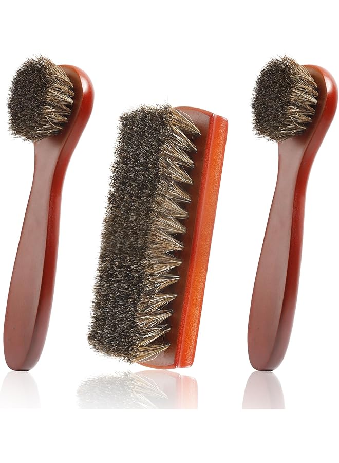 PROMASS Premium Shoe Brush Kit: Horse Hair Brush for Leather - Gentle & Effective Boot, Shoe Polish & Leather Cleaning Tool (3 Pcs Shoe Brush) - Image 1