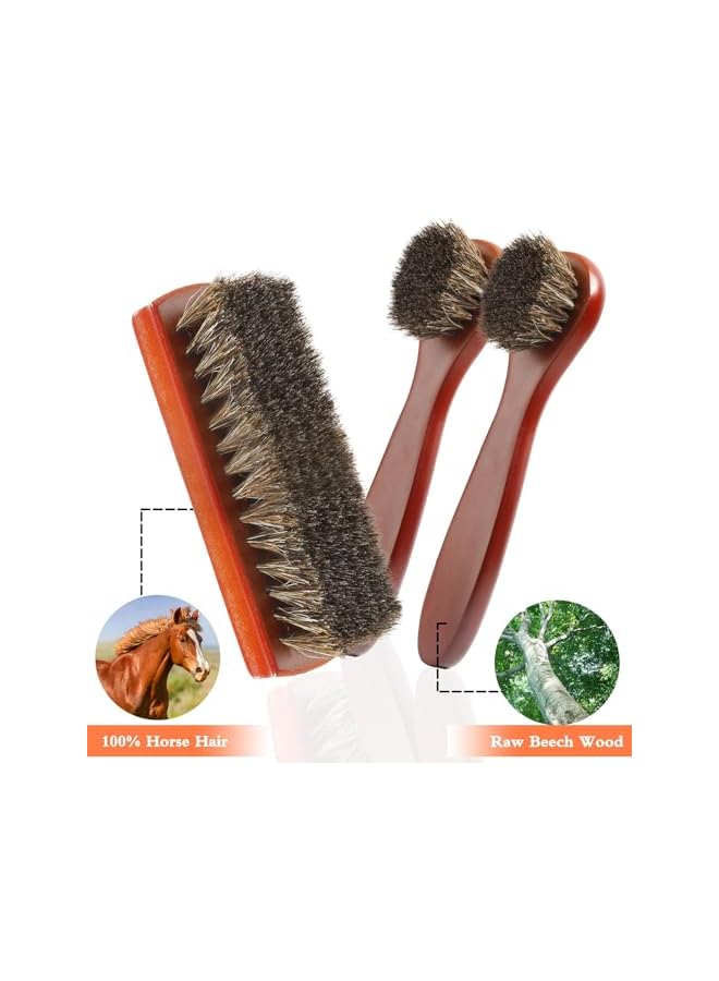 PROMASS Premium Shoe Brush Kit: Horse Hair Brush for Leather - Gentle & Effective Boot, Shoe Polish & Leather Cleaning Tool (3 Pcs Shoe Brush) - Image 3