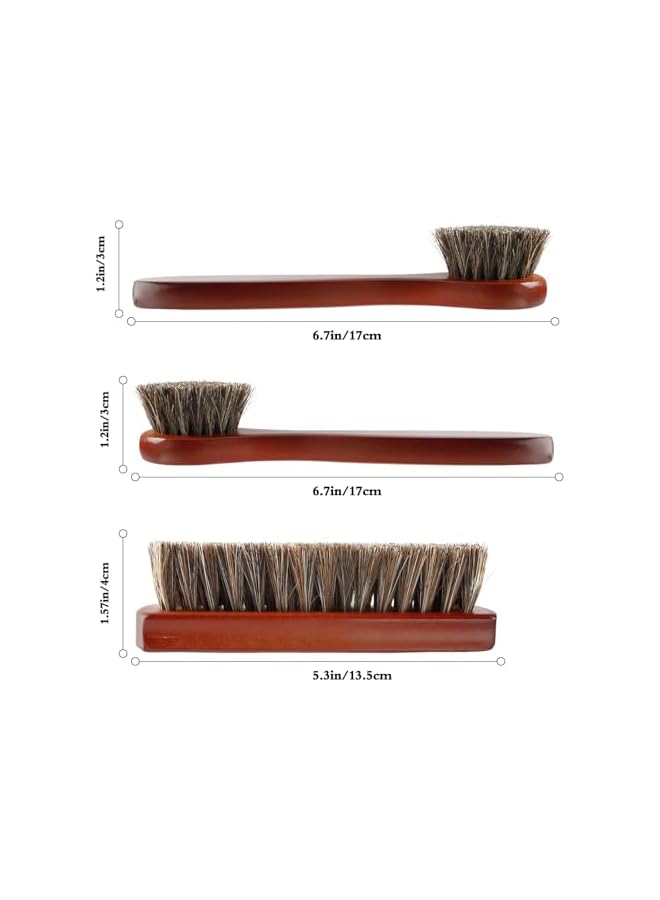 PROMASS Premium Shoe Brush Kit: Horse Hair Brush for Leather - Gentle & Effective Boot, Shoe Polish & Leather Cleaning Tool (3 Pcs Shoe Brush) - Image 2