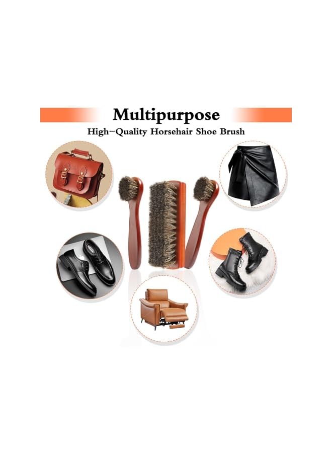 PROMASS Premium Shoe Brush Kit: Horse Hair Brush for Leather - Gentle & Effective Boot, Shoe Polish & Leather Cleaning Tool (3 Pcs Shoe Brush) - Image 4
