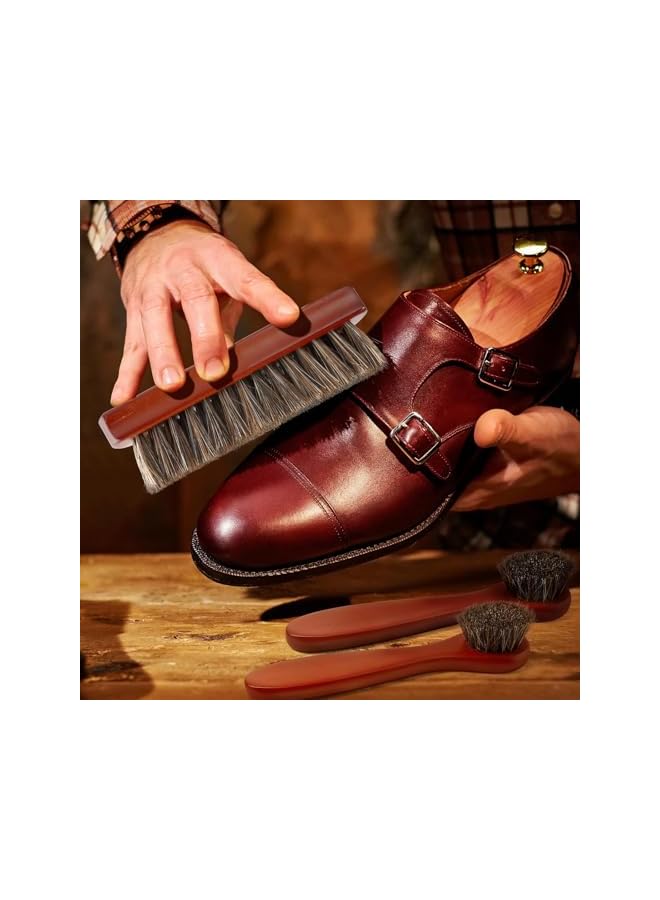PROMASS Premium Shoe Brush Kit: Horse Hair Brush for Leather - Gentle & Effective Boot, Shoe Polish & Leather Cleaning Tool (3 Pcs Shoe Brush) - Image 5