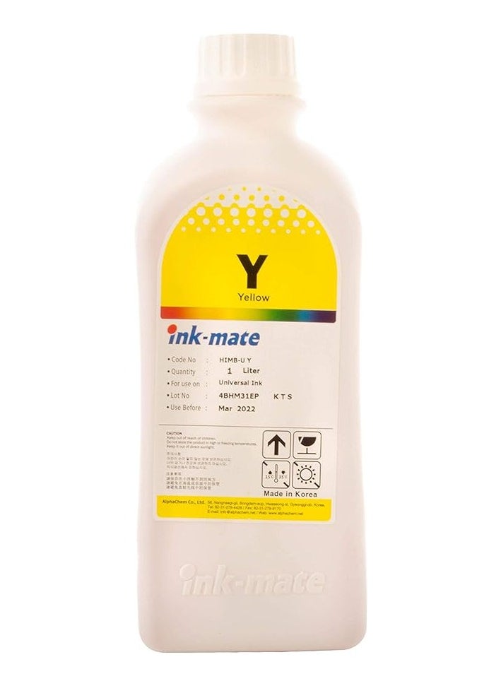 Ink Mate Refill ink for printers, capacity of 1 liter, yellow color 